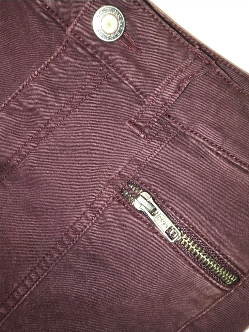 American Eagle Outfitters Wine Skinny Pants with Front Zip Pocket